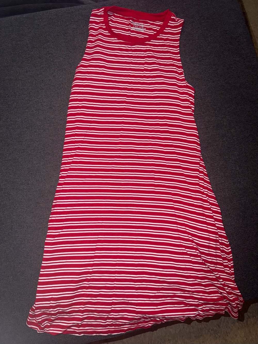 Red & White Striped Sleeveless Tank Dress